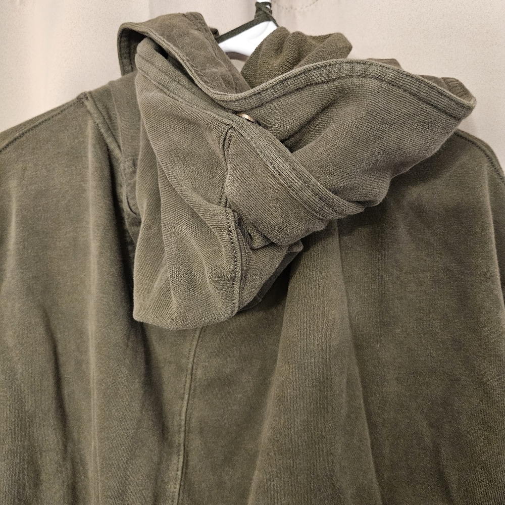 Free People Studio City Army Green Open Cardigan Jacket Chunky Oversized Boho L - Picture 8 of 10